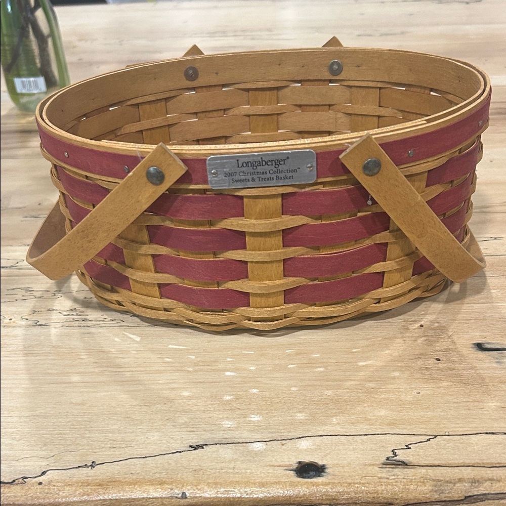 Longaberger Red and Tan Woven Basket Handbag - Picture 6 of 6